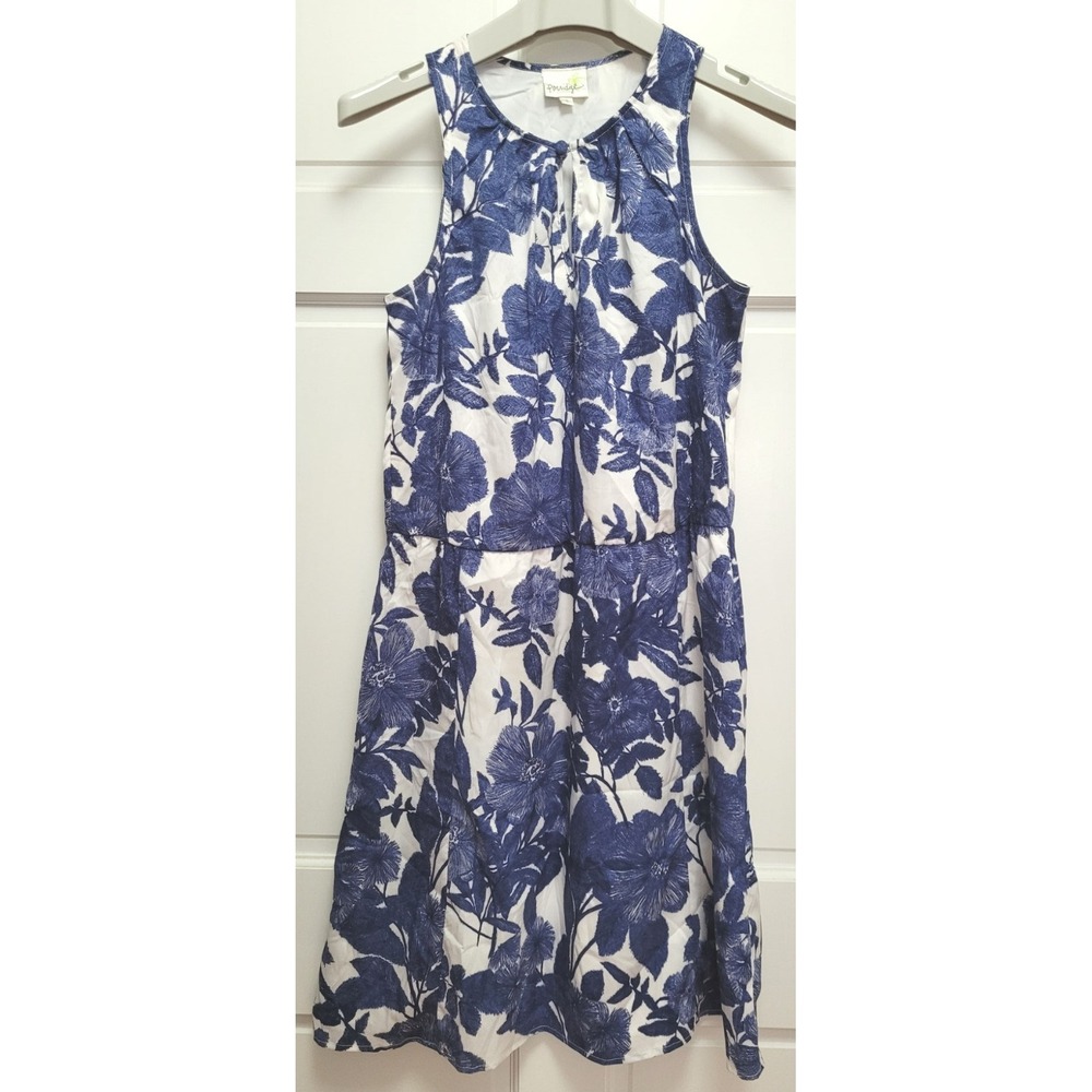 Porridge Anthropologie Sleeveless Blue Floral Midi Dress w/ Keyhole Front - Sm